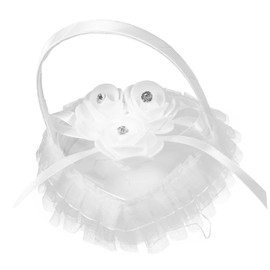 CAXUSD Heart-Shaped Lace Ring Pillow Box Wedding Ring Holder Versatile Decor for Ceremony Occasions