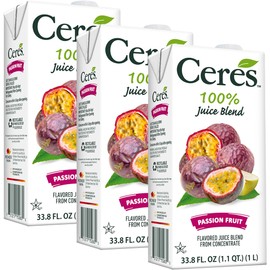 Ceres Passion Fruit Juice Blend, 3-Pack – 100% Natural, Rich in Vitamin C, No Added Sugar, Artificial Colors, or Flavors, Kosher Certified, 33.8 Oz Ea (1 Liter)