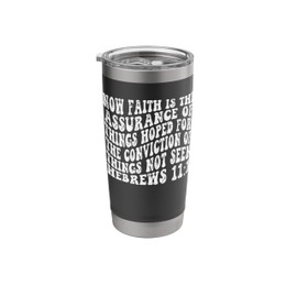 Retro Groovy Faith Hebrews 11 1 Now faith is the assurance o Stainless Steel Insulated Tumbler