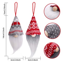 D-FantiX Gnome Christmas Ornaments Set of 6, Handmade Swedish Tomte Gnomes Plush Decorative Ornaments, Faceless Gnome Xmas Tree Hanging Decorative Scandinavian Santa Elf Home Wall Table Decor
