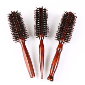 Juego de cepillos premium 3 en 1 para mujeres y hombres: cepillo de pelo redondo de cerdas de jabalí natural, cepillo de peinado de alfiler, peine de 