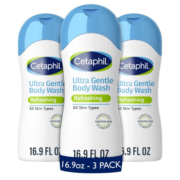 Cetaphil Ultra Gentle Refreshing Body Wash, Refreshing Scent For Dry
