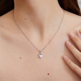 VOLUKA Opal Heart Necklaces for Women Birthstone Gemstone Necklace Friendship Gift Jewelry for Best Friend Mother 19 Inch