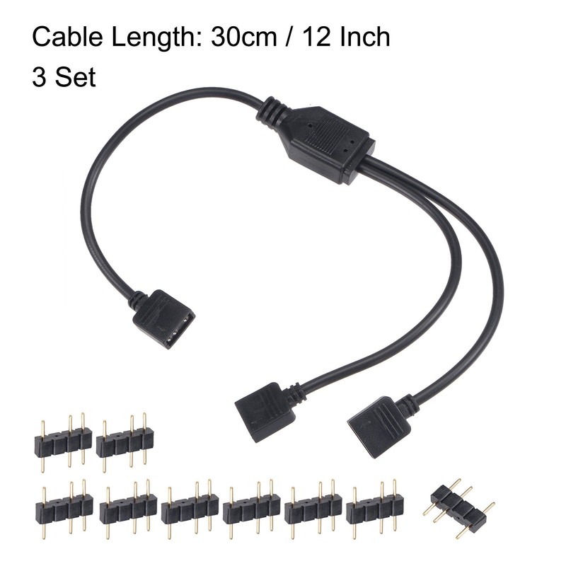 sourcing map Set of 3 ARGB Distribution Cable with 3P