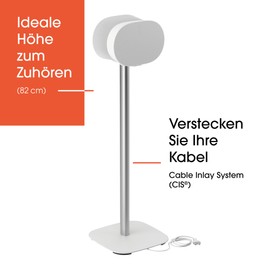 Vogel's SFS 4133 Speaker Floor Stand for Sonos ERA 300, Cable Inlay System, Height: 32,3 inch (82 cm), Exceptionally Stable, White, 1 Floor Stand