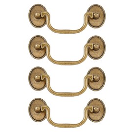 SUPERFINDINGS 4 Sets Vintage Bail Pull Handles 3.5 inch Hole Center Antique Bronze Drawer Handles Alloy Drop Pulls Decorative Cabinet Pull for Kitchen Cabinet Bedside Cupboard Drawer