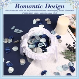 800 PCS Wedding Silk Rose Petals: French Dusty Blue Fake Petals - Artificial Flower Girl Scatter Petals for Weddings and Events