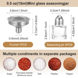 Lnngub 4 Pcs Mini Salt and Pepper Shakers,0.5 oz Mini Salt Shaker Gold Salt and Pepper Shakers Bulk with Funnel Small Salt Shakers Tiny Glass Salt and Pepper Shaker for Kitchen Restaurant Travel Camp