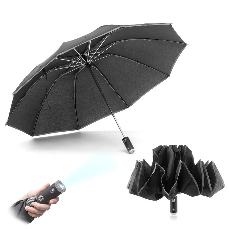 InnovaGoods® Folbrella Reversible Folding LED Umbrella Opens and Closes Inverted