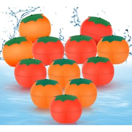 Great Fun Reusable Water Balloons: 12 PCS Easy to Fill Soft Silicone Self-Sealing Water Balloons Cute Tomatoes for Kids Summer Pool Party Camping Trip