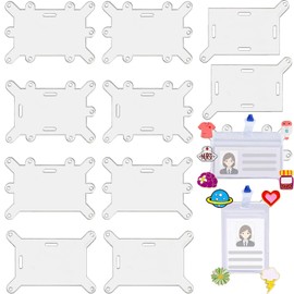 10 Pcs Badge Buddy Pin Holder Horizontal and Vertical Use Acrylic Badge Adapter for Nurse ID Student Employee Card Displaying Accessories 5 Types