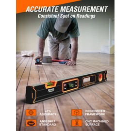 Mecurate 24-Inch Digital Level, Professional Smart Precision Torpedo Level Tool, Bright LCD Display, Audible Alerts, Magnetic Bottom, Dust Water Resistant, with Carrying Case