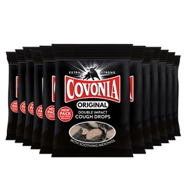 Covonia Double Impact Cough Drops Original 12 Bags x 51g, Powerful Menthol Vapours, Suitable for Vegetarians, Alcohol Free Cough Drops