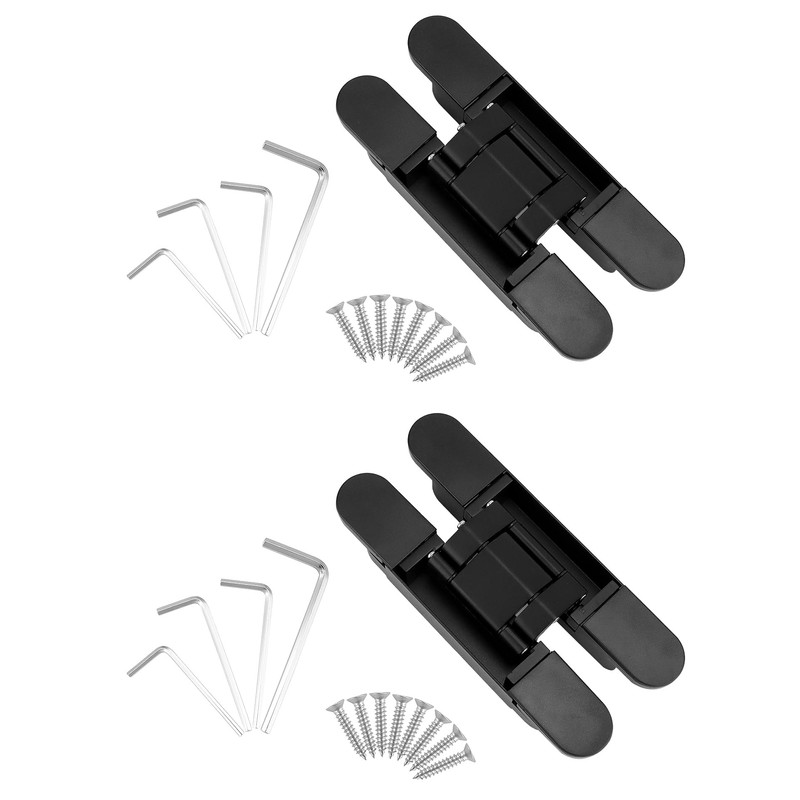 QWORK Adjustable Hidden Door Hinges (2-Pack), 6" Zinc Alloy Swing
