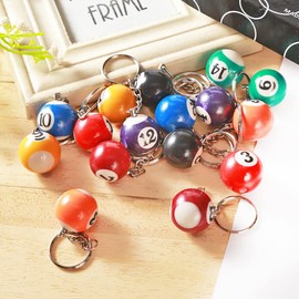 FSSTUD 5 Pcs Pool Ball Keychains Billiard Key Chain Ball Keyrings Handbag Backpack Pendant Purse Bag Charms Birthday Gift for Boys Girls