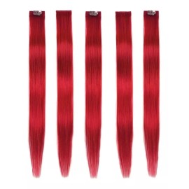 Winsky Extensiones Cabello Humano Rojo 18in 100gr