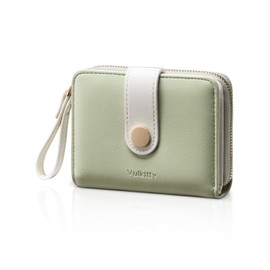 Vulkitty Women's Wallet Slim Leather Bifold Card Wallet for Women Small Compact Women's Purse Credit Card Holder with ID Window, Coins Zipper Pocket and Lanyard