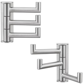 Angle Simple Swivel Towel Hooks, SUS 304 Stainless Steel Foldable Robe Hand Towel Holder for Bathroom Kitchen Wall, Brushed Nickel, 2 Pack