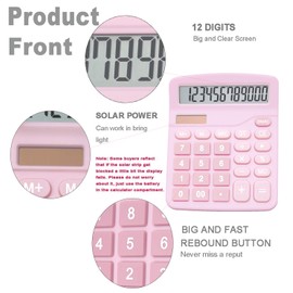 Calculators, BESTWYA 12-Digit Dual Power Handheld Desktop Calculator with Large LCD Display Big Sensitive Button (Pack of 2)