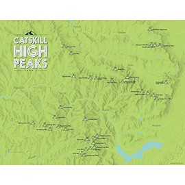 Best Maps Ever Catskill High Peaks Checklist Map 11x14 Topographic Print (Bright Green)