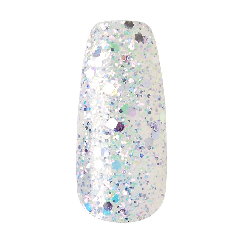 KISS Gel Fantasy Glue-On Nails Lavender Glitter Long Length Coffin