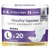 NorthShore DynaDry Supreme Liners Incontinence for Women and Men, Large,