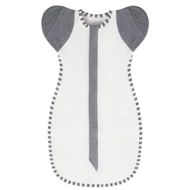 aQuooky Baby Blanket Sack with Arms Free Design,Transition to Arms Free Wearable (Small 0-3Months,Grey White) (Without Button)