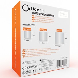 Cutiderm Assorted Low Adherent Sterile Absorbent Wound Dressing Pad - Pack of 30