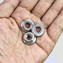 M8-1.25 Serrated Flange Hex Nuts, Hexagon Flange Nuts 304 Stainless Steel, Metric Hex Lock Nuts, DIN6923 (10 pcs)