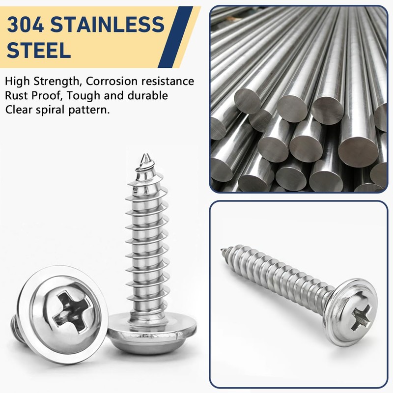 Drenky M4 Wood Screws 304 Stainless Steel Phillips Pan Head