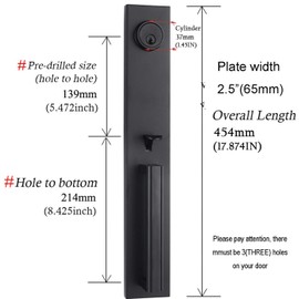 Iron Black Front Double Door Handleset (KEYED HANDLESET)
