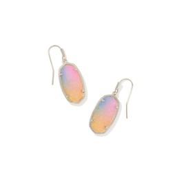 Kendra Scott Dani Drop Earrings Rhodium/Pink Watercolor Drusy One Size