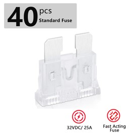 (40Pcs) 25 Amp Standard Automotive Fuse, 25A 12V 24V 32V Car Blade Fuses ATO APR ATS for Car/RV/Truck/SUV/Motorcycle/Boat