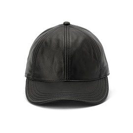 Coach Womens Leather Hat Baseball Cap, Black, Medium-Large US