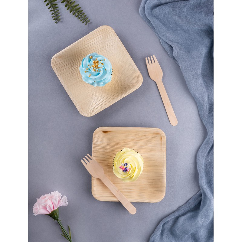 FOOGO Green 450pcs Disposable Wooden Forks 16cm Biodegradable Compostable Eco