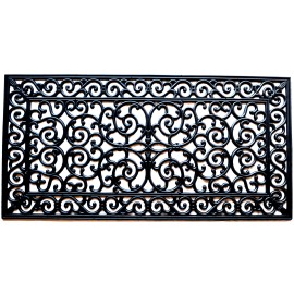 Homeroots 24" X 48" Black Rubber Outdoor Door Mat