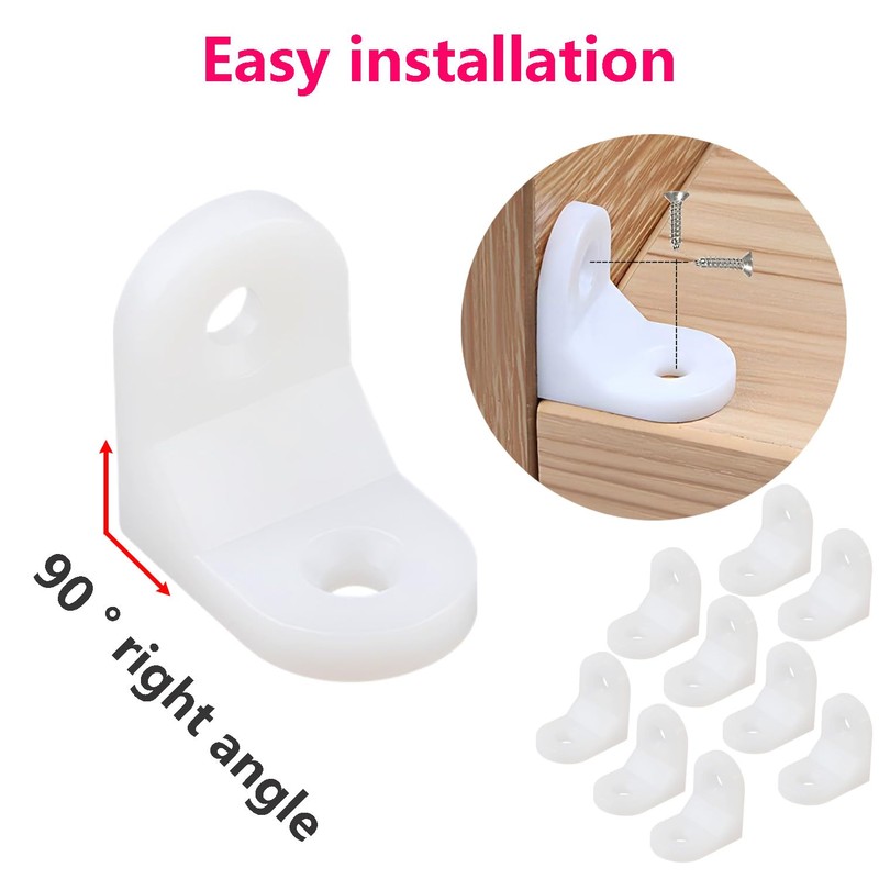 Ctyjia Pack of 20 Plastic Corner Braces, L-shaped Bracket with