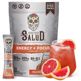 Salud 2-in-1 Energy Drink Powder + Focus, Paloma, Organic Caffeine, B6 & B12, L-Theanine, Vegan, Non-GMO, Gluten Free Beverage Sugar 90g - Dietary, Healthcare