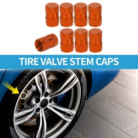 A ABSOPRO Tire Valve Stem Caps 11x16MM Car Wheel Valve Cap Aluminum Alloy Orange for Car Bike Motorcycle Truck Anti Crash Tyre Valve Stem Cover Valve Dust Cap Tire Valve Cap 8 Pcs