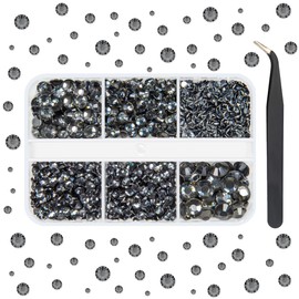 qiipii Dark Gray Resin Rhinestones for Bedazzling Crafting 2mm 3mm 4mm 5mm 6mm Black Diamonds Stones Gems Grey Crystals for Nails Face Eyes Makeup Tumblers Bottles Mugs DIY Crafts Clothes Shoes Phones