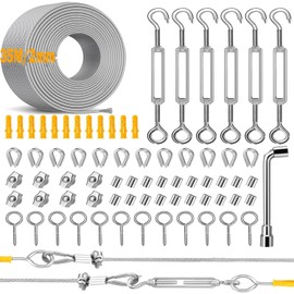 35 m Wire Rope Trellis Set 2 mm Steel Cable Coated Durable Steel Cable Set with Rope Tensioner, Wire Rope Clamp, Steel Cable Coated for Climbing Plants, Curtains, Lighting and String Light Hanging