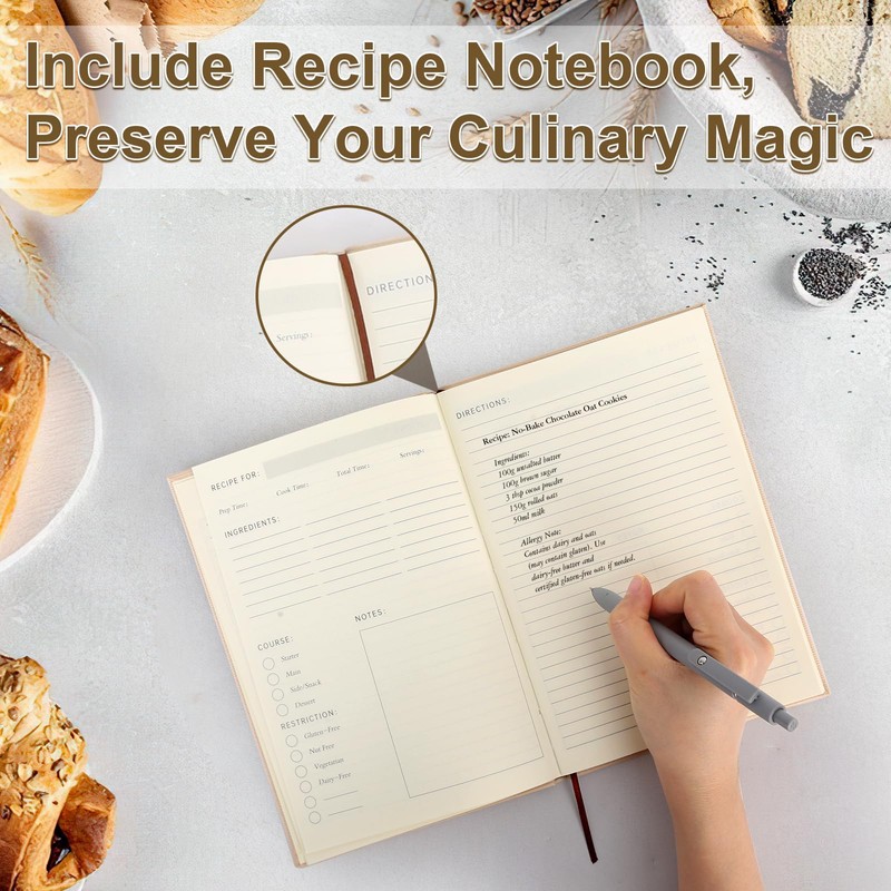 4-Piece Baking Set, 1×Blank Recipe Book & 3×Cookie Sheet Baking