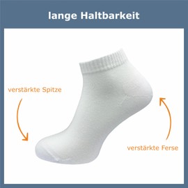 GAWILO Premium Trainer Socks (10 Pairs) | Women & Men | Extra Reinforced Stress Zones | Without Pressing Seam Over the Toes, White, 35 - 38