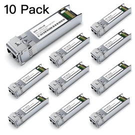 10Pack SFP+ 10GBase-LR SingleMode Module, 1310nm 10G LC SMF Fiber Optic Transceiver for Cisco SFP-10G-LR, Ubiquiti UniFi UF-SM-10G, Meraki MA-SFP-10GB-LR, Netgear, TP-Link and More (1310nm DDM 20km)