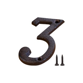 Zayookey Cast Iron House Numbers with Screws, Metal Number, House Numbers for House Door Street Mailbox (Door Number 3)