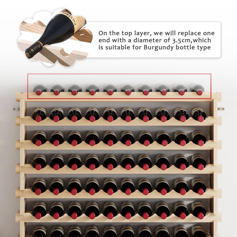 SogesHome Wine Rack Wood Storage Rack Stand, 120 Bottles Holder,