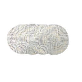 4 Sets Woven Cotton Placemats - 12 Inches, Thick Heat Insulation, Household Table Coasters & Bowl Mats (Cold Color)
