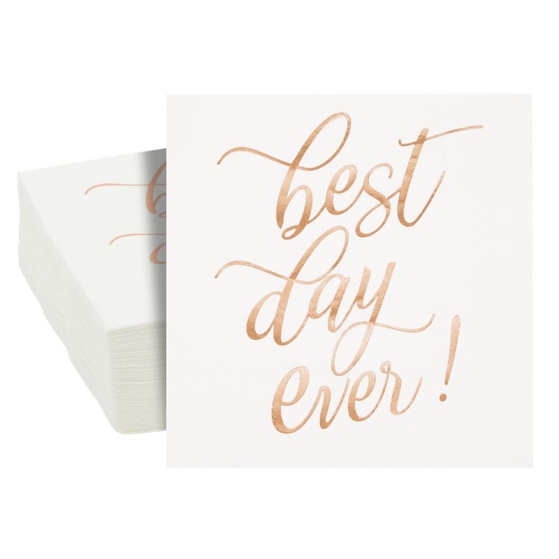 50-Pack Best Day Ever Napkins - Disposable Napkins for Wedding