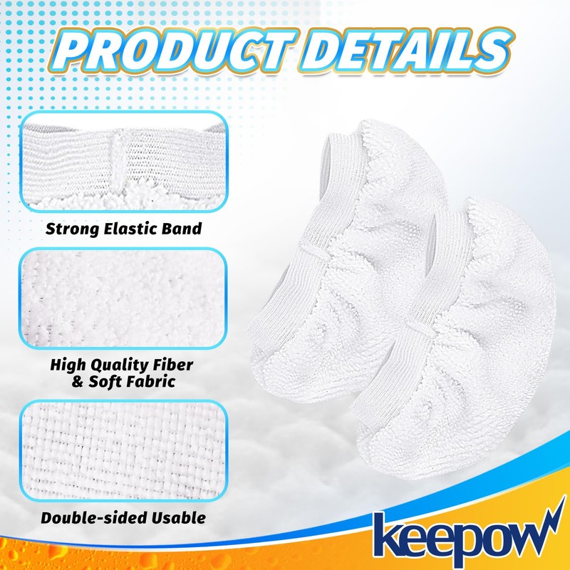 KEEPOW Universal Microfiber Cloths for Handheld Steam Cleaner Attachments Compatible