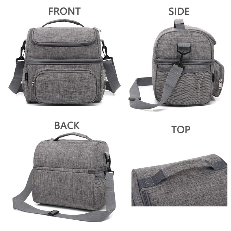 FlowFly Insulated Lunch Bag Adult Lunch Box Large Tote Double